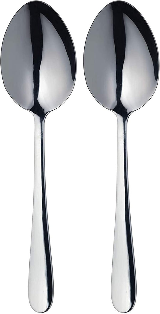 MasterClass Duo of Stainless Steel Serving Spoons, 2-Piece Spoon Set for Buffets, Dinner Parties and Family Meals - Silver 23.5 cm