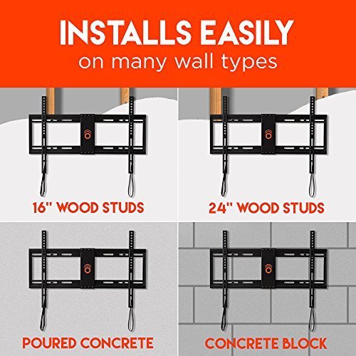 ECHOGEAR Low Profile Fixed TV Wall Mount Bracket for most 32-80 inch TVs - Holds TV 3.2 cm from the Wall - Great for LED, LCD, OLED and Plasma Flat Screen TVs - EGLL1-B2