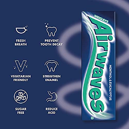 Airwaves Sugarfree Chewing Gum, with Menthol Freshness, 30 Packs of 10 Pieces. single Menthol & Eucalytptus 420 g (Pack of 1)