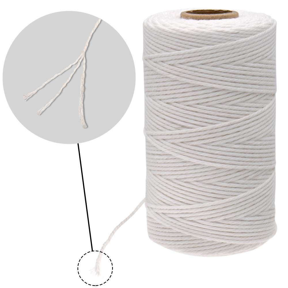 jijAcraft 2MM Butchers String, 328ft White Natural Food Grade Cooking String, Cotton String for Kitchen Rotisserie Chicken, Tying Meat, Making Sausage 2MM X 100M