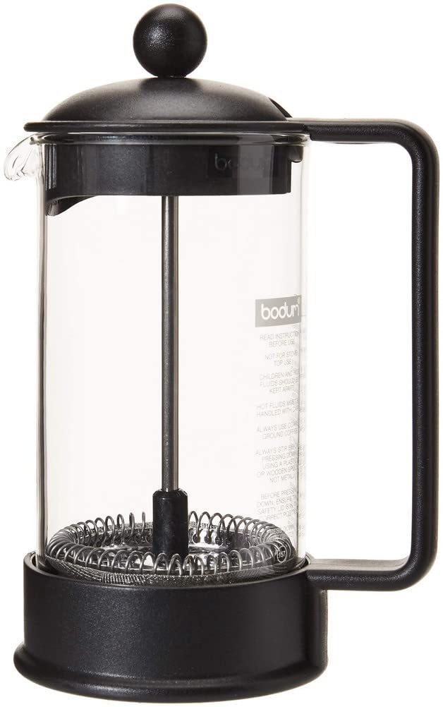 BODUM 1543-01US Brazil 3 Cup French Press Coffee Maker, Black, 0.35 l, 12 oz Single 0.35 L (12 oz)