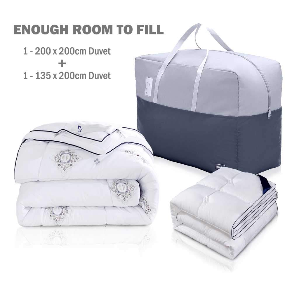 75L Clothes Storage Bags with Zips, 2 PCS Oxford Cloth Duvet Storage Bag King Size, Breathable Underbed Storage Bags for Clothes, Quilt, Blankets, Bedding, Sturdy Large Storage Bags, No-Smell 75L Dark/Light Gray