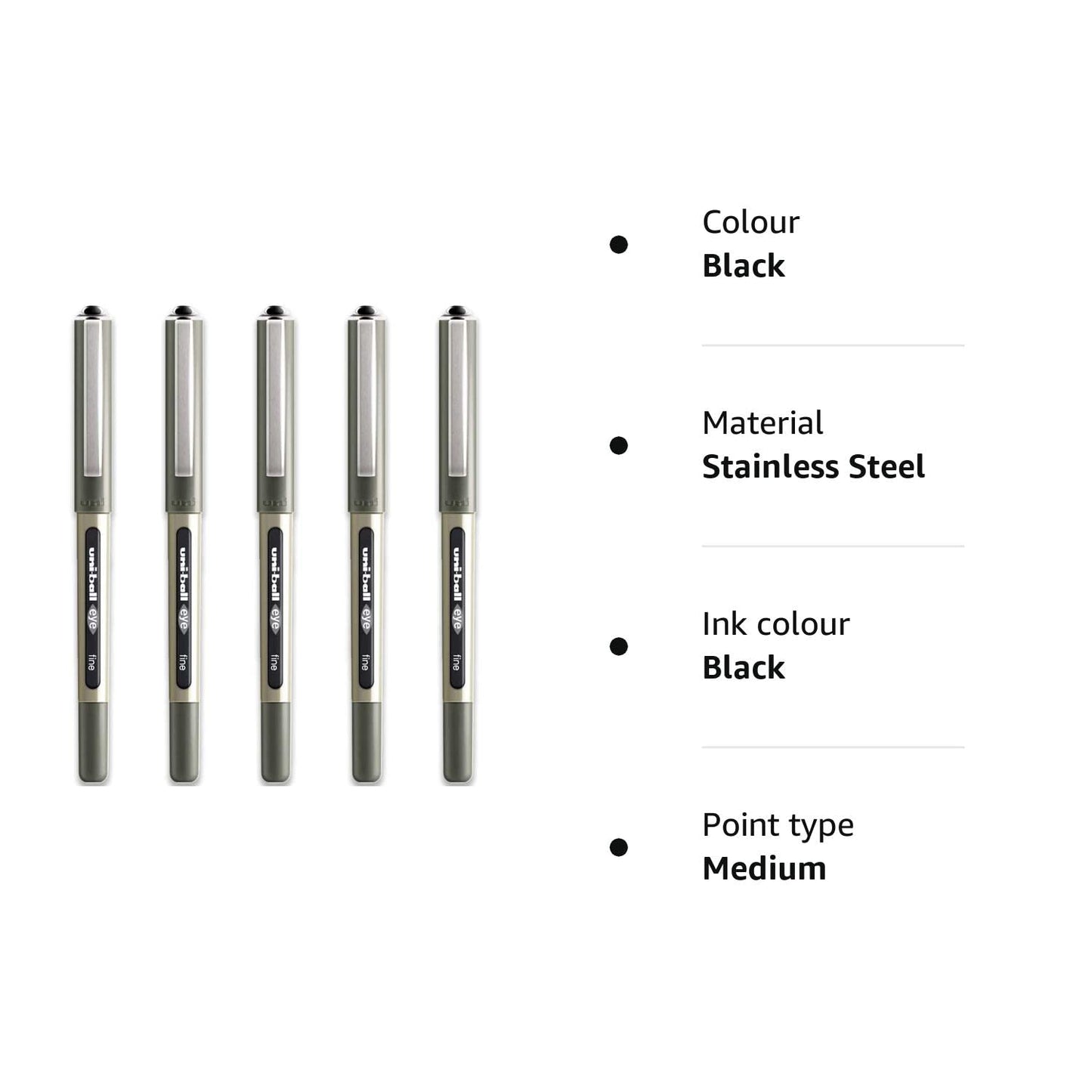 Uni-Ball Eye Fine Rollerball Pens, black 5 Black