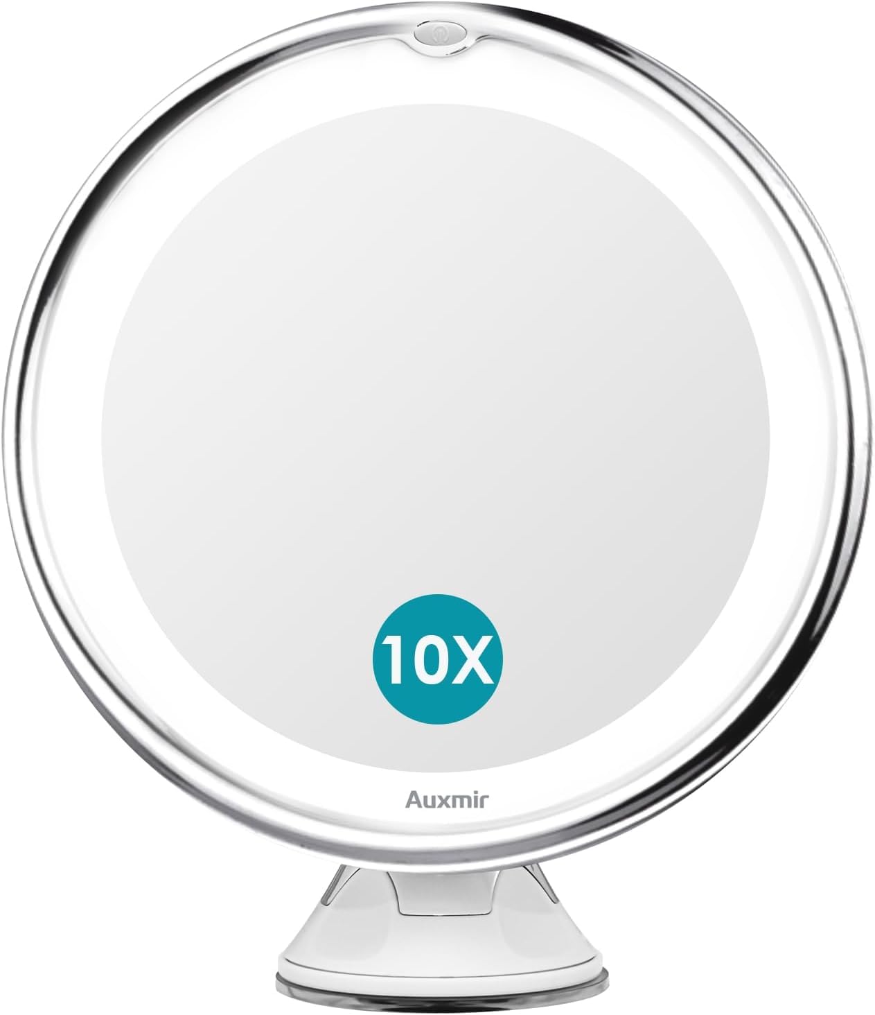 Auxmir Makeup Mirror, 10X Magnifying Lighted Mirror with 2 Adjustable Brightness, Daylight LED Vanity Mirror, 360° Rotating Illuminated Shaving Mirror with Locking Suction for Home, Bathroom