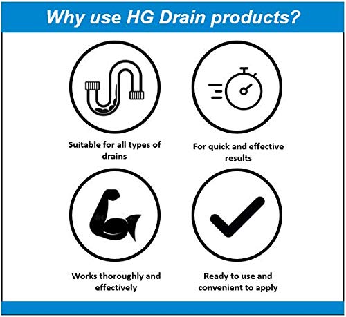 HG Drain and Plug Hair Unblocker, Removes Hair from Showers, Baths, Sinks & Plug Holes, Unblocks Blocked Bathroom Pipes & Drains Quickly & Easily (200 ml + 250 ml) - 667045106