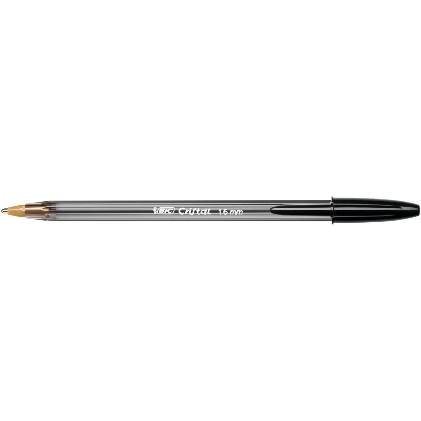 BIC Cristal Large Ballpoint Pens, Every-Day Biro Pens with Wide Point (1.6 mm), Ideal for School, Black Ink, Pack of 50 Single