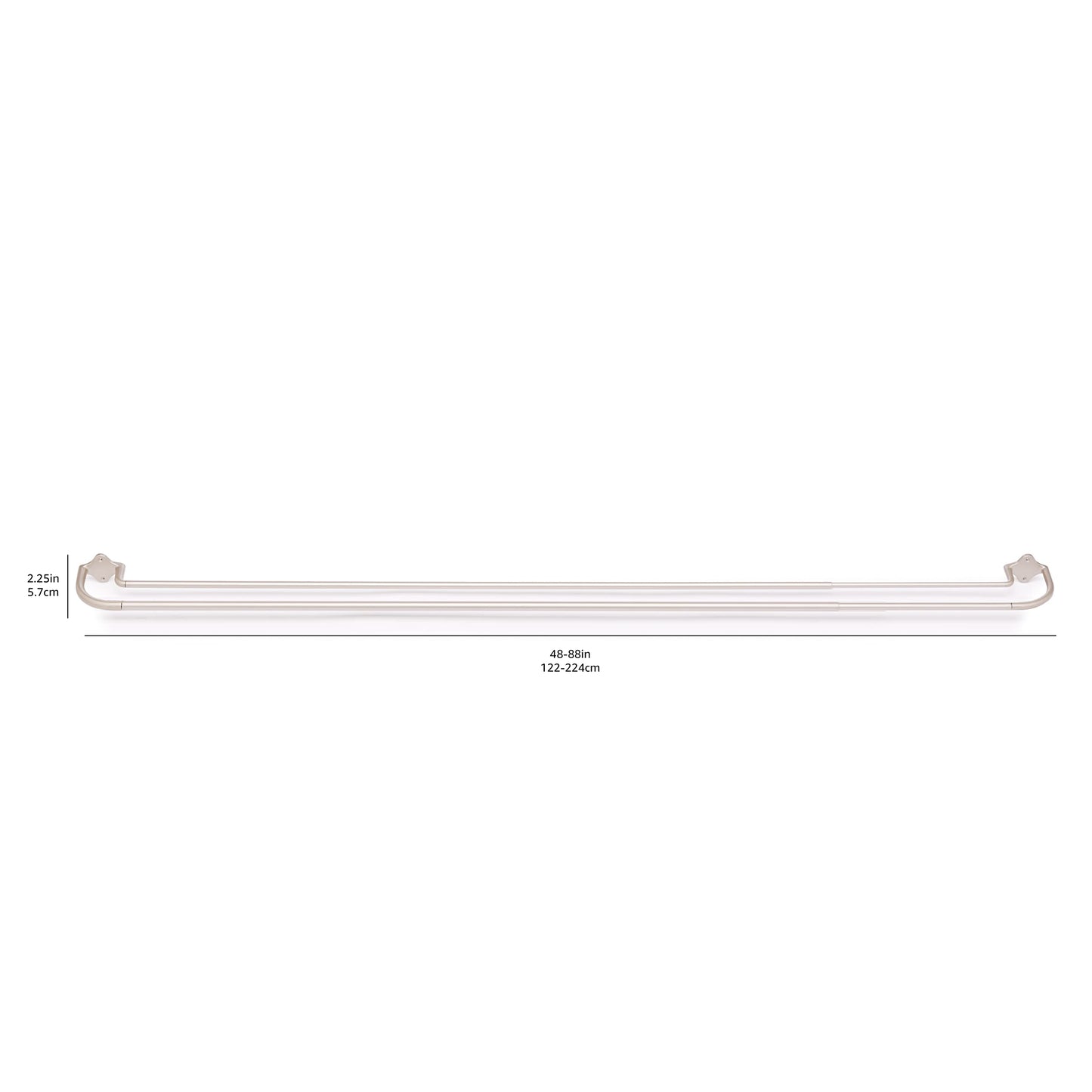 Amazon Basics Room Darkening Blackout Double Curtain Rod, 122 to 224 cm, Nickel Double Rod