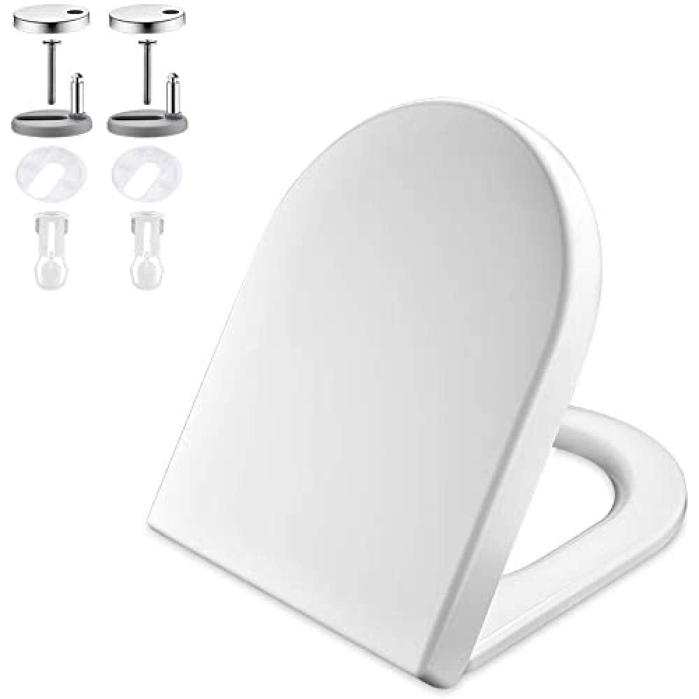 GRIFEMA G951 Toilet Seat,Soft Close D-Shape Toilet Lid with Quick Release for Easy Clean,Anti-bacterial White Loo Seat with Adjustable Hinges Urea-formaldehyde Toilet Seat [Amazon Exclusive]