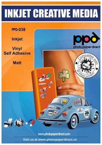 PPD 20 Sheets A4 Inkjet Printable White Matt Self Adhesive Vinyl Sticker Paper Waterproof PPD-38-20