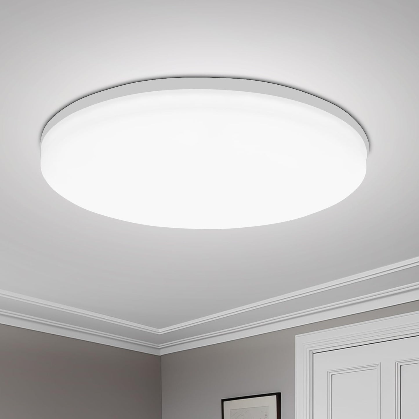 Yafido Ceiling Light Ultra Slim 48W 4320LM LED Panel Light Quick Installation Ceiling Downlight Daylight White 6500K UFO Lamp for Living Room Bedroom Kitchen Hallway Balcony Ø30cm Not-dimmable Cold White