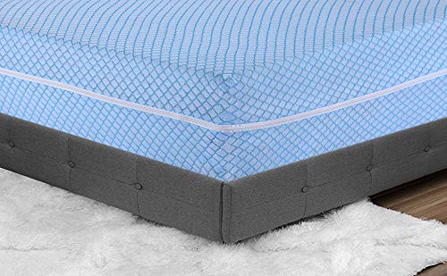 Luxury Mattress Cover total encasement Single Zipped Mattress protector Topper Anti Bug Easy Care Blue