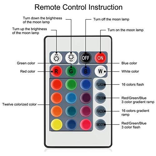 LED Moon Light with Remote Control,Dimmable 15cm 3D Print Moon Lamp LED 16 Colors Portable Night with Touch Control,USB Rechargeable + Built-in Battery