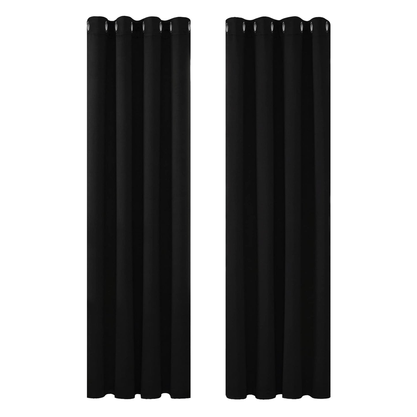 Deconovo Ring Top Curtains 52"x 63" Blackout Thermal Insulated Eyelet Curtains for Bedroom Black 1 PAIR W52 x L63