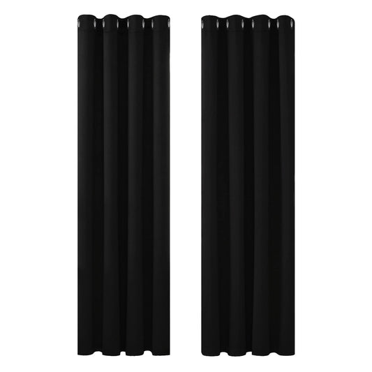 Deconovo Ring Top Curtains 52"x 63" Blackout Thermal Insulated Eyelet Curtains for Bedroom Black 1 PAIR W52 x L63