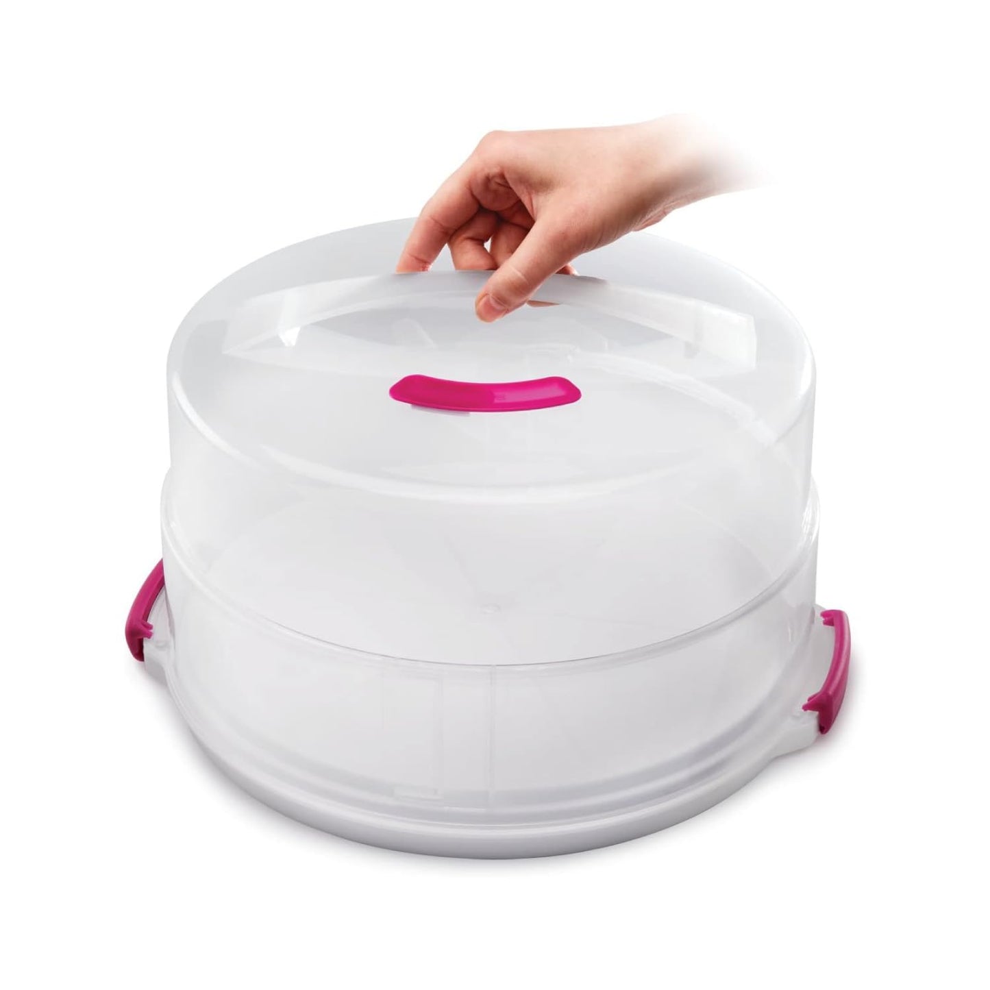 Metaltex Adjustable Cake Carrier - Baking Accessories and Storage - White/Pink, 36 x 36 x 22 Centimetres 36 x 36 x 22 cm