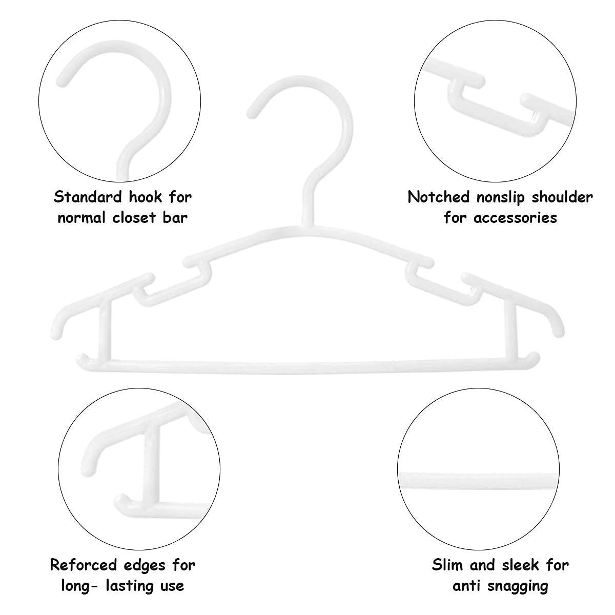 Baby Coat Hanger for Toddler, White Childrens Clothes Hanger 40 Pack