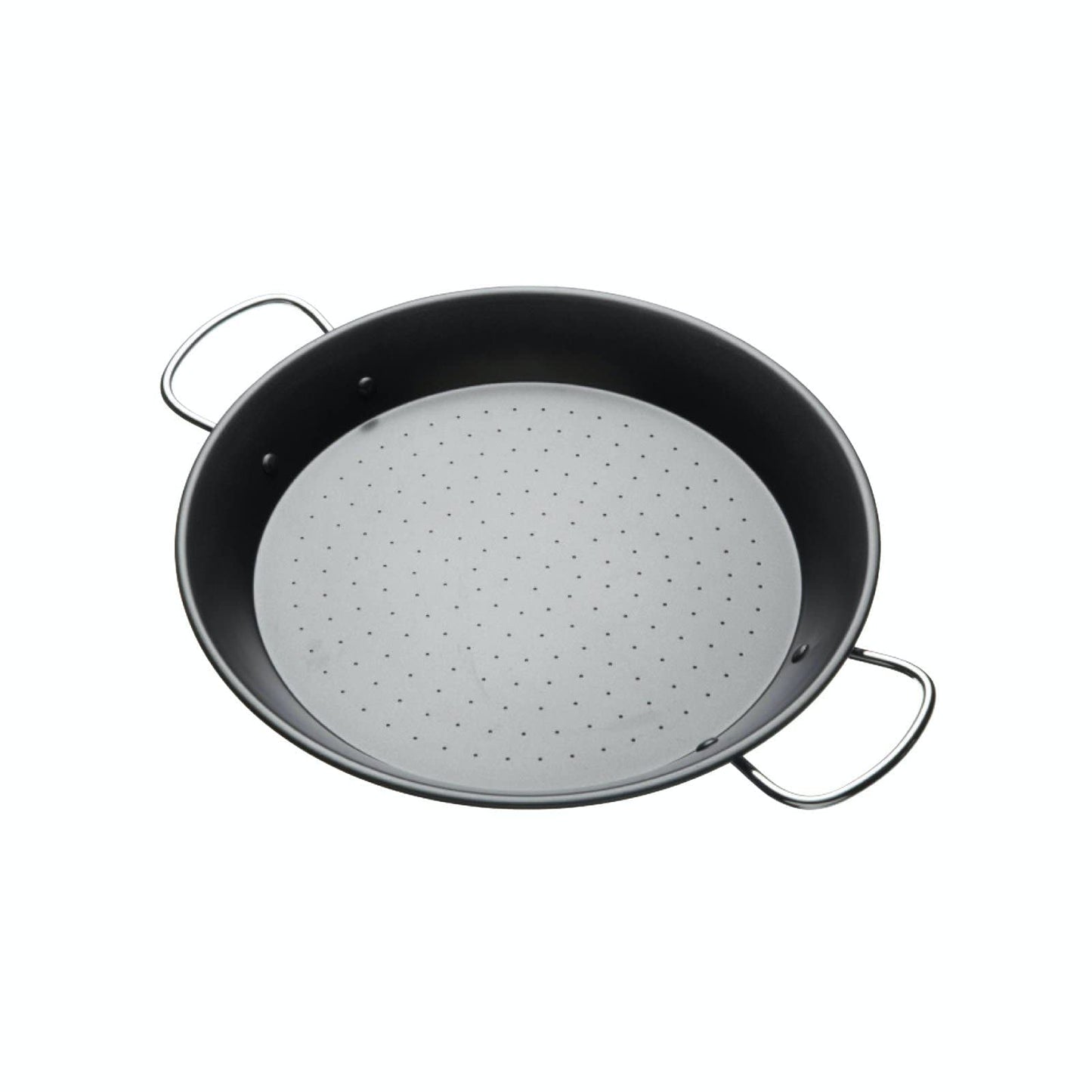 KitchenCraft World of Flavours Paella Pan, Non Stick Pan for Paella Rice and Paella Seasoning, Carbon Steel, 32 cm (13''), Black