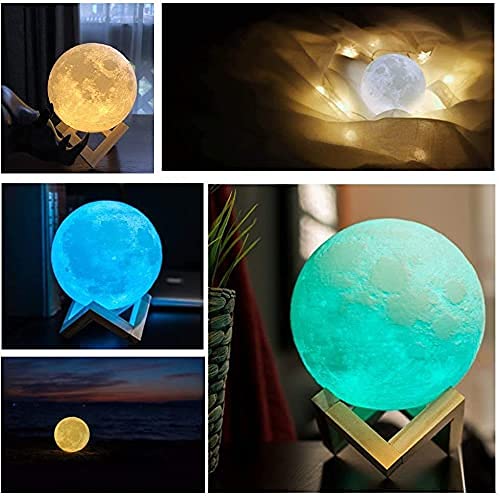 ACED Moon Lamp 2023 Upgrade with Timing 3D Printing Moon Night Light 16 Colours with Wooden Stand Remote & Touch Control and USB Rechargeable Valentines Gift for Her Him Kids Women Men Birthday M 16colors