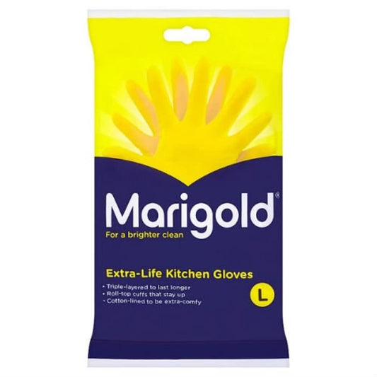 MARIGOLD Women's MARIGOLD Extra Life Kitchen Gloves Large Case of 6, Yellow, L Pack 6 UK 1