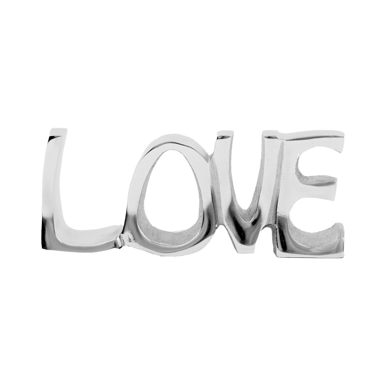 Paper High Recycled Metal 'Love' Sign | 20cm x 8.5cm | Fair Trade and Handmade | Metal Fireplace Ornament Gift New Home Decor