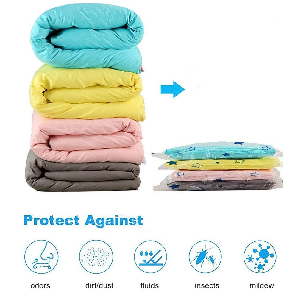 UOUNE Vacuum Storage Bags - 4 Packs Jumbo Large Size (110 x 80cm) Space Compressed Reusable Storage Bags with Zip & Pump for Duvets, Clothes, Pillows, Bedding, Dresses, Comforters, Blankets, ect 4 Pack Jumbo