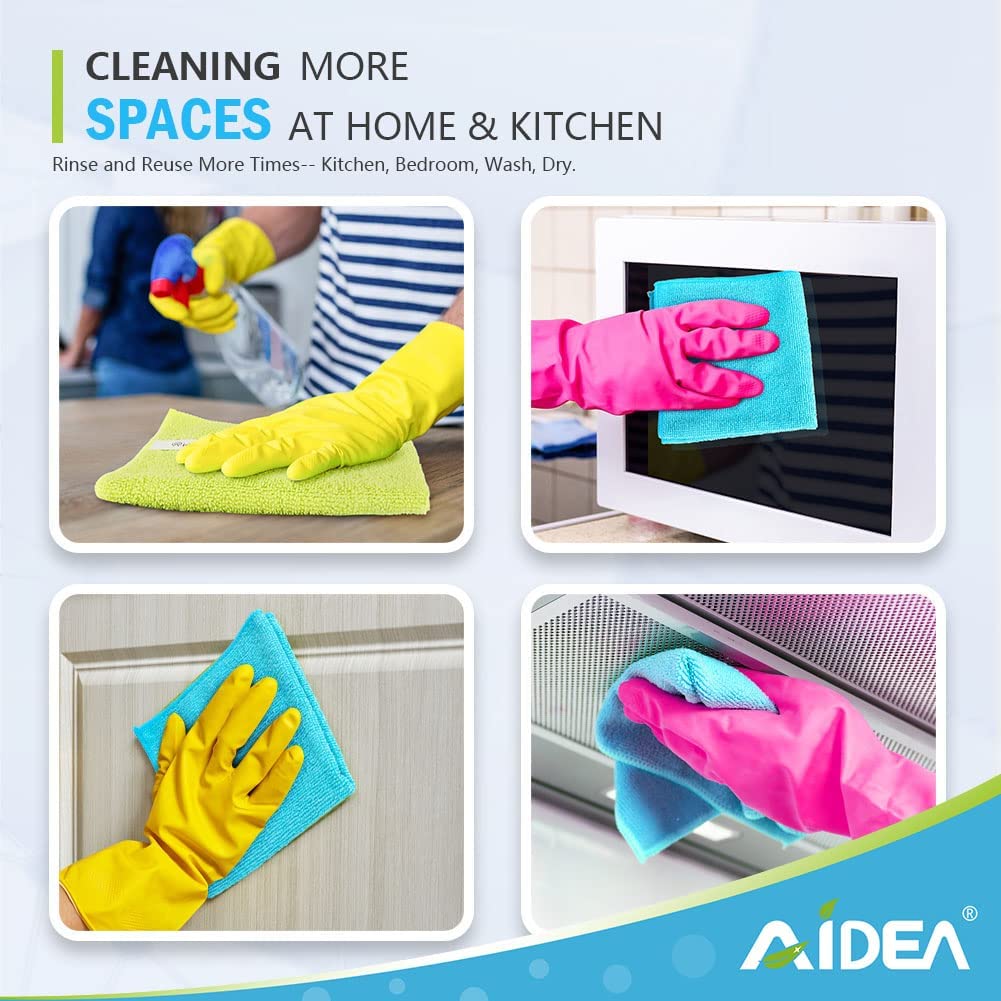 AIDEA Microfibre Cleaning Cloths Pack of 24, Multifunctional Reusable Cleaning Towels, Lint Free Streak Free Washable Cloth Duster for House, Kitchen, Car, Motorbike, Windows 30 x 30 cm