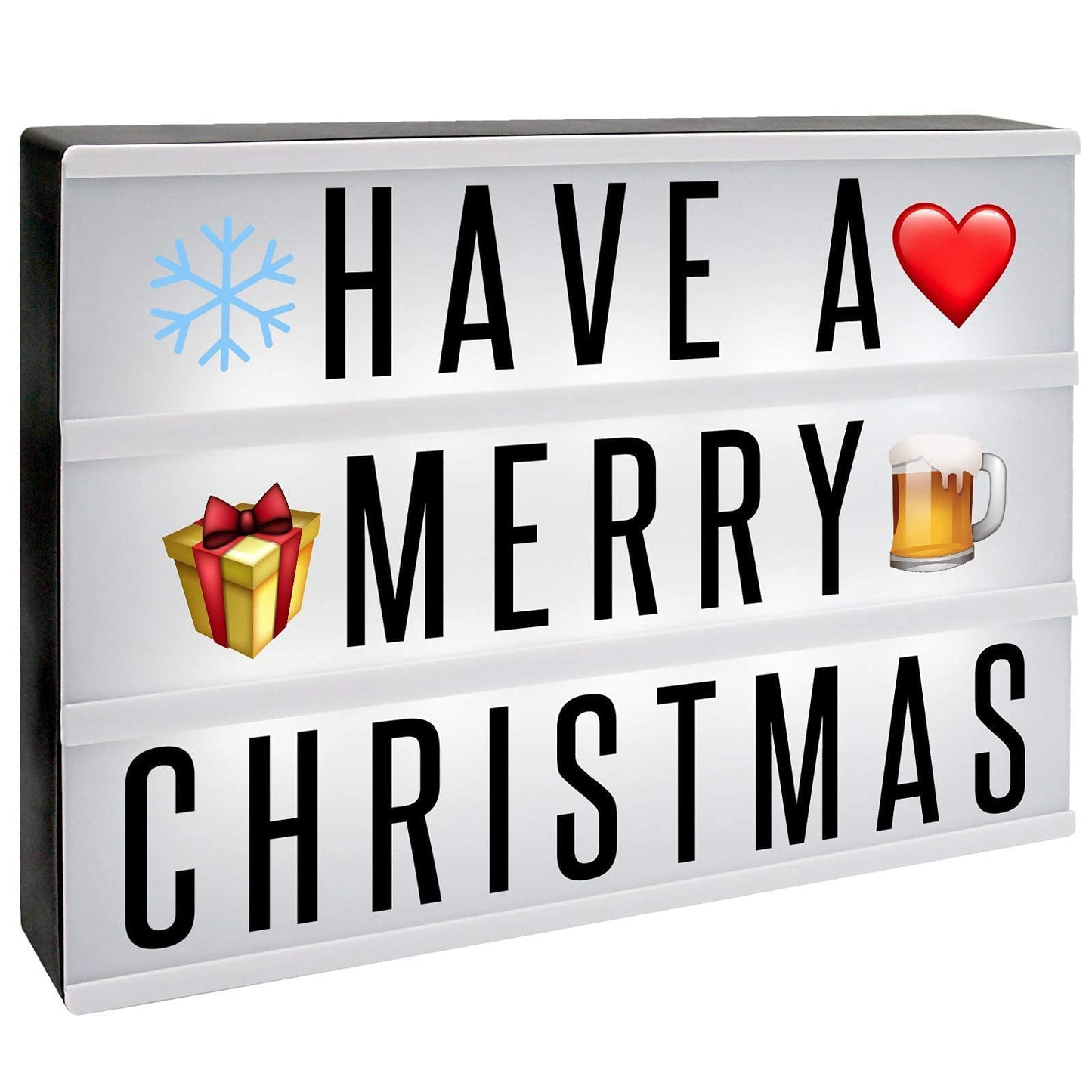 A4 Cinematic Lightbox | Includes 205 Letters & Emoji | Illuminated Light Up Box Sign | Battery or USB Powered | Party Decoration | Message Box | Pukkr White