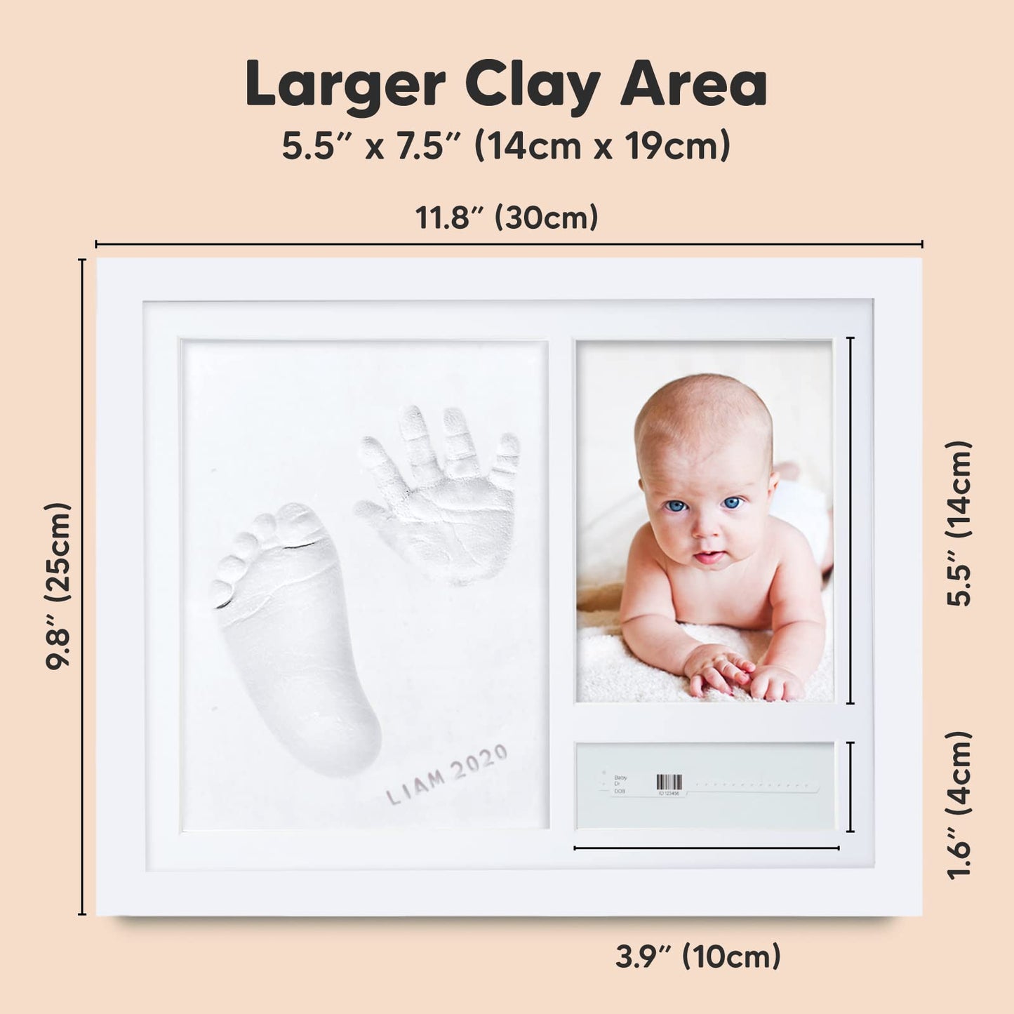 Baby Hand and Footprint Kit - Personalized Baby Footprint Kit & Handprint Kit - Baby Gift for Newborn, Boy, Girl - Baby Photo Frame Print Kit - Baby Shower Gifts - Keepsake Baby Gifts (Alpine White) Alpine White