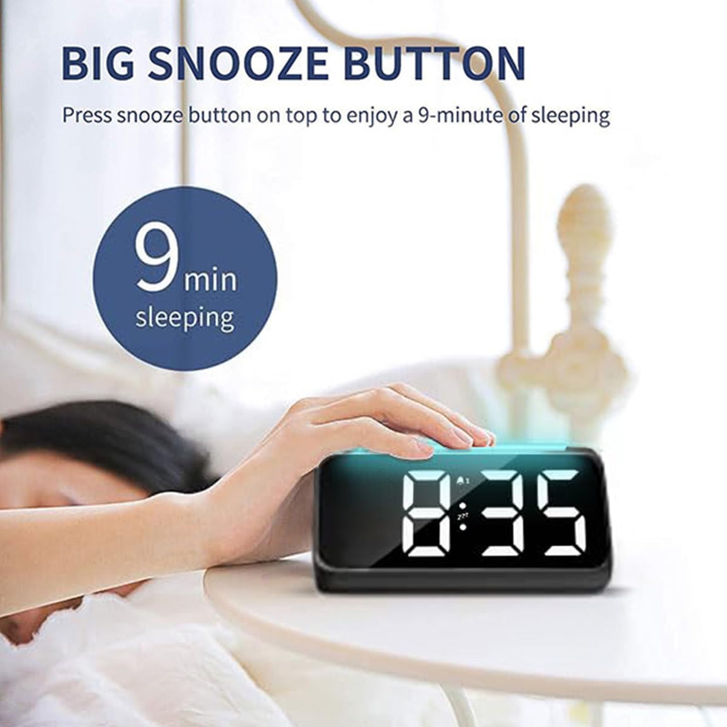 Alarm Clock Bedside with Night Light, Simple Large LED Display Big Number Digital Alarm Clocks for Living Room, with Dimmer USB Charger, Dual Alarm Clocks, Room Decor Black