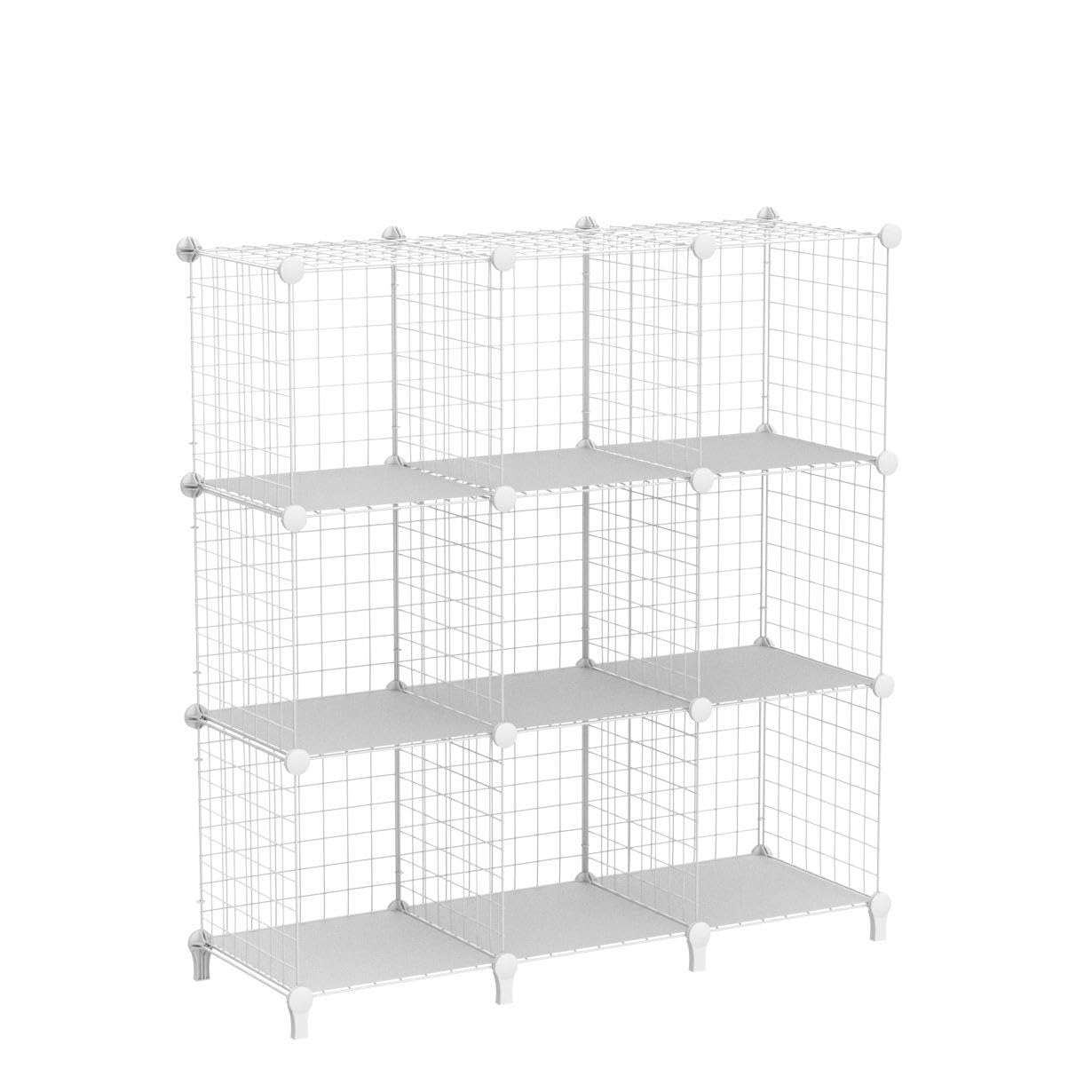 HOMIDEC 9 Cube Wire Storage Shelves, Multifunctional DIY Wire Fence Wardrobe Closet Cabinet Bookcase Bookshelf Perfect for Office/Livingroom/kitchen/Bathroom Large White