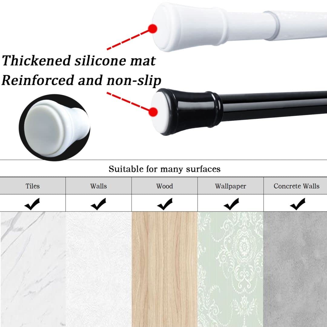 1PC Extendable Curtain Pole Telescopic Spring Tension Rod No Drilling Curtain Rod Adjustable Pole for Wardrobe Window,Shower,Bedroom,Doorway(110-200cm/43.3-78.7Inch,White) White 110-200CM/44-78Inch(1PC)