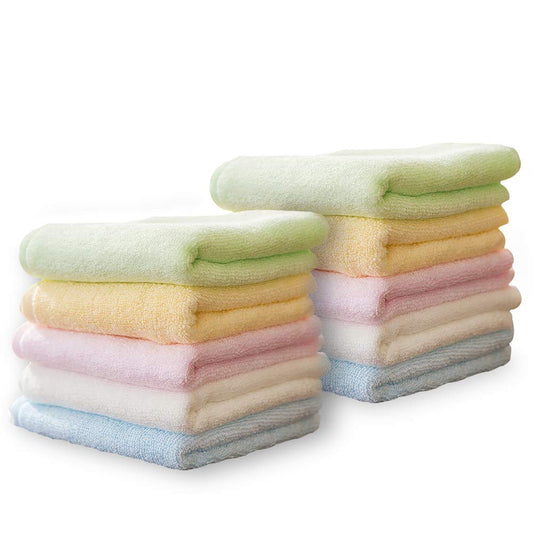 Yoofoss 10 Pack Bamboo Face Cloths Baby Wash Cloths Towel Set for Bathroom-Hotel-Spa-Kitchen Multi-Purpose Face Towels Fingertip Towels & WashCloths 25x25cm Multicolor