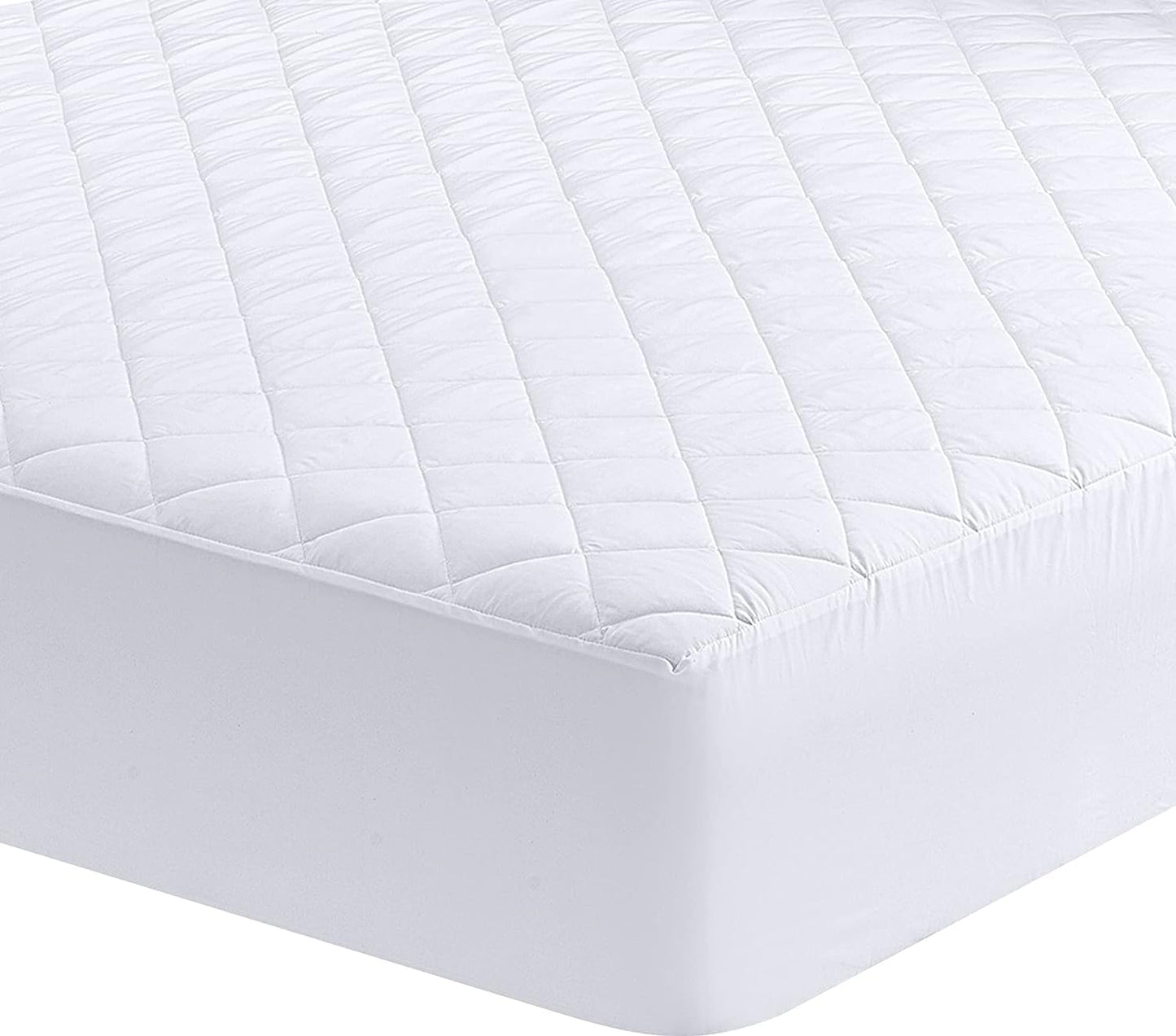 Utopia Bedding Quilted Fitted Mattress Pad King 150x200 cm, Extra Deep Mattress Cover, Mattress Topper, Mattress Protector Stretches up to 38 CM (White) White King - 150x200+38 cm