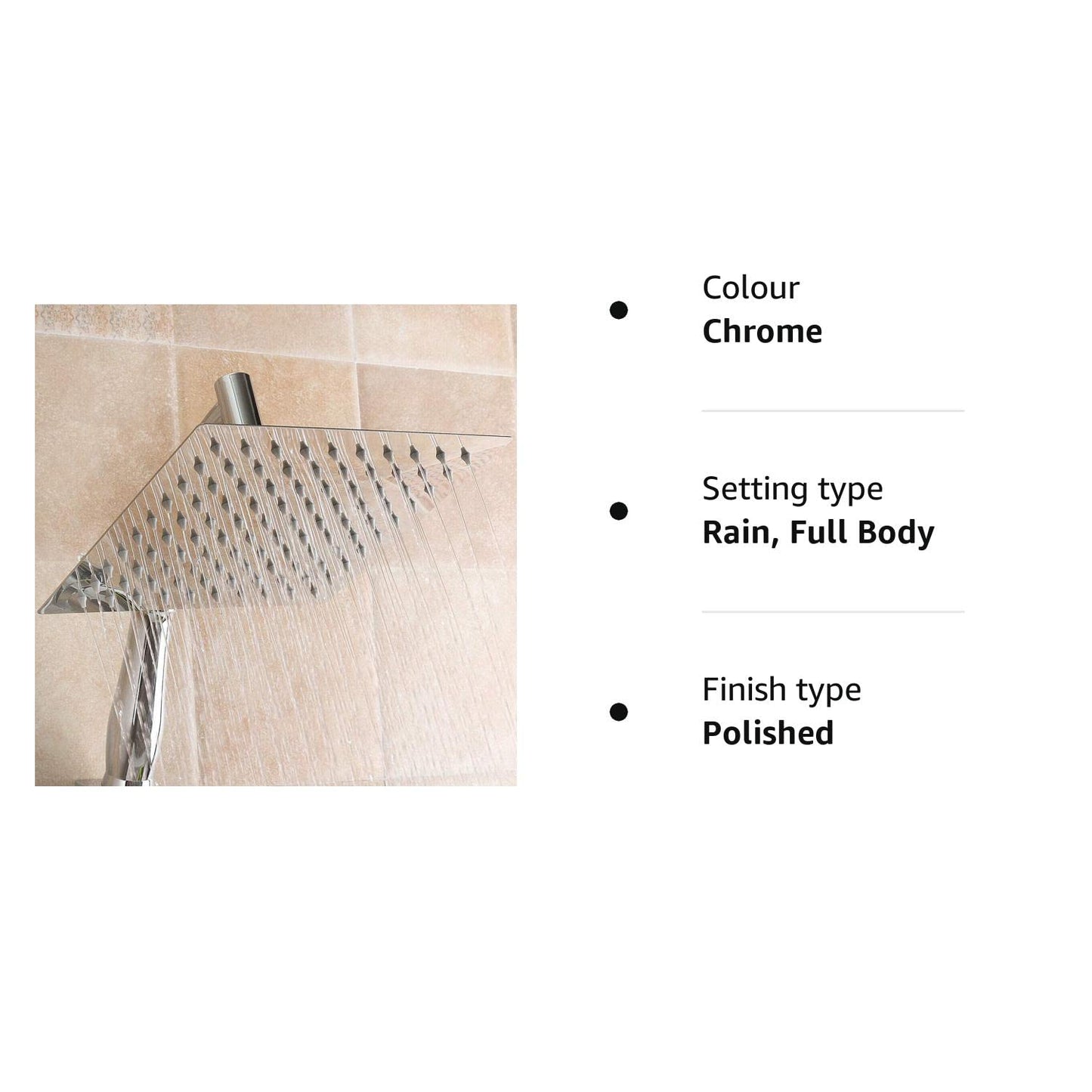 SIEYESCITY Large Powerful Rainfall Shower Head and Handheld Shower Arm - High Pressure Rain Shower Heads with Extension Arm in Chrome - Universal G1/2 Square Waterfall Showerhead 8 inch 8 Inch-100 Jets