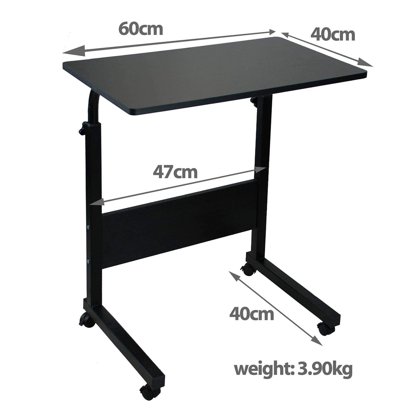 simpahome Height Adjustable Mobile Table Workstation Laptop Overbed Multi Table with Metal Frame & Rolling Castors - Black