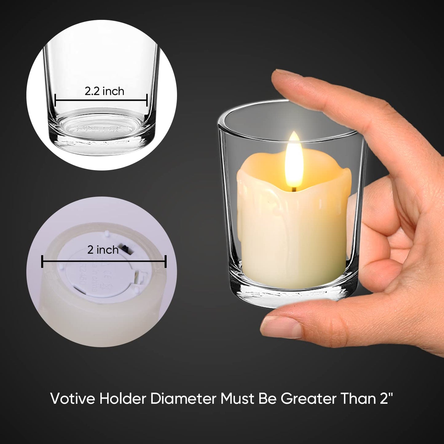 Homemory Battery Operated Tea Light Candles with Timer, 5X5CM Real Wax,300+Hour Realistic Black Wick Battery Operated Candles, Set of 6 for Wedding, Party and Holiday Decoration,Battery Included Warm White Timer Tealights