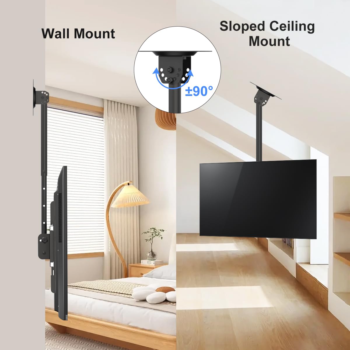 suptek Ceiling TV Mount Fits Most 26-55 inch LCD LED Plasma Panel Display with Max VESA 400x400mm Loaded up to 45kg/100lbs Height Adjustable MC4602 Max 55" TV