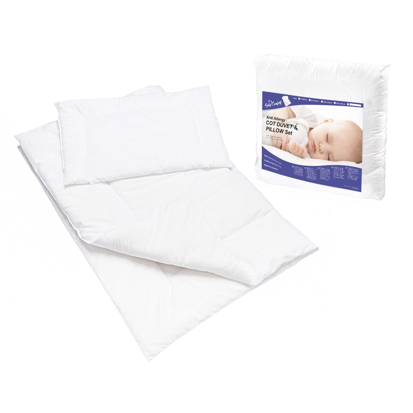 Baby Comfort Duvet and Pillow Set 120x90 cm for Baby Cot Bed