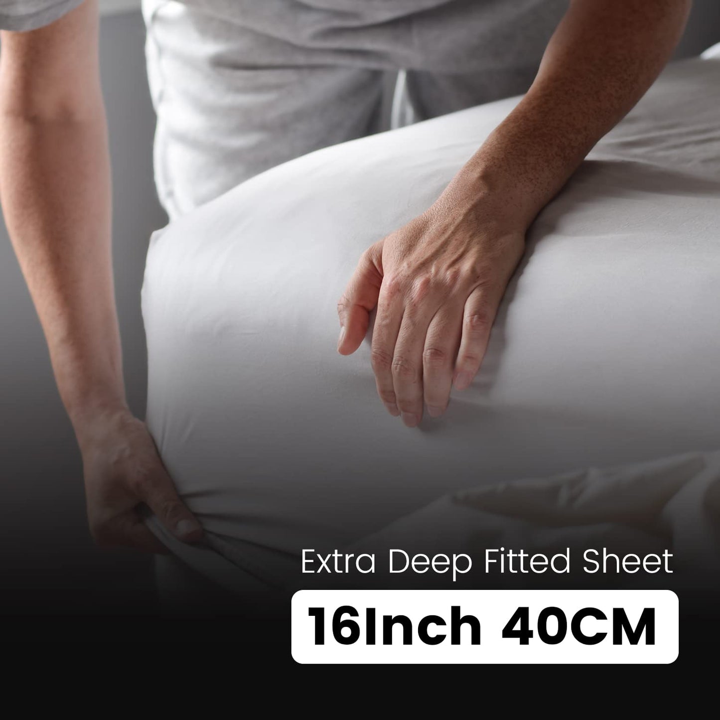 Extra Deep Fitted Sheets 16"/40CM Polycotton Deep Bedsheets, King - White