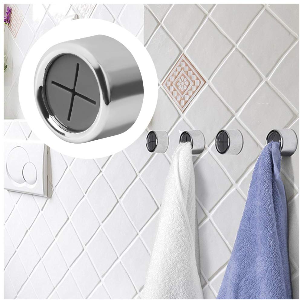 nuoshen 3 Pieces Premium Adhesive Round Towel Holder, Adhesive Towel Hooks Round Wall Mount Hook Tea Towel Holder for Bathroom, Kitchen and Home, No Drilling Required