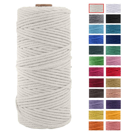 JeogYong Macrame Cord Thick Natural Cotton Cord Yarn Macrame Rope for Wall Hangings, Plant Hangers, DIY Crafts, Home Decorations, Gift Wrapping 3mm x 100m (Natural)