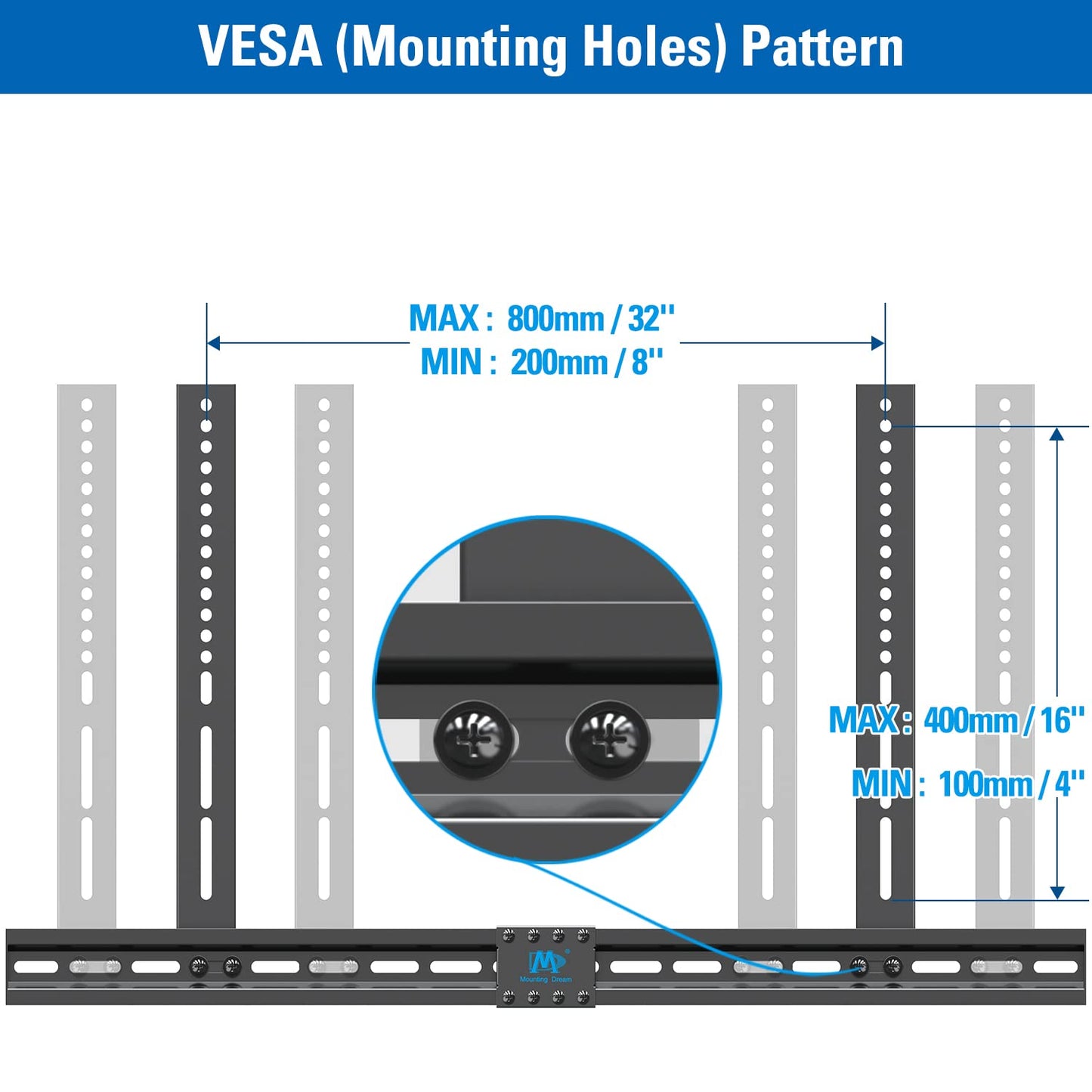 Mounting Dream Universal Soundbar Bracket Fits Soundbars with/without Holes, for Samsung Soundbar, Sony LG PC Bose JBL Bomaker, soundbar TV mount with Anti-Slip Base Holder, Install on TV or Wall