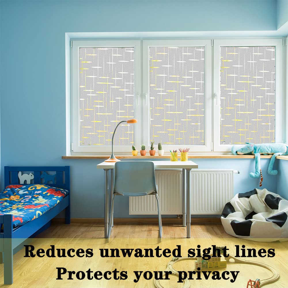 Finnez Privacy Window Film Cross Pattern Self Adhesive Glass Frosted Window Sticker Decorative Static Cling Anti UV Reusable for Home Office Living Room Kitchen - 60 X 400 CM