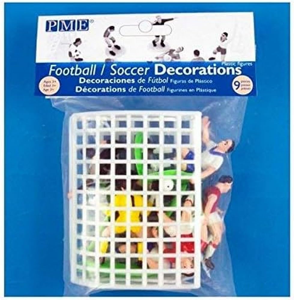 PME FS009 Football / Soccer Toppers for Cake and Cupcakes Set of 9, 10 x 4 x 6.3 cm, Multi-colour