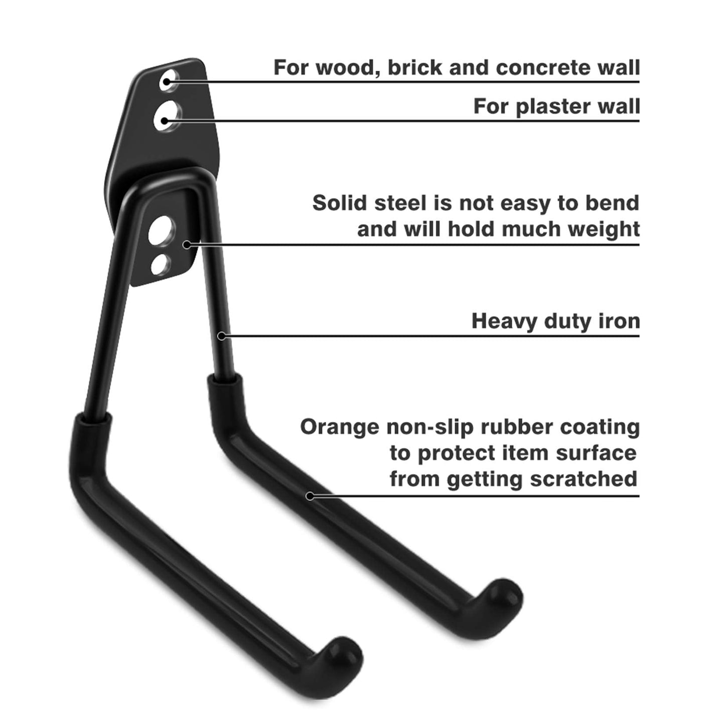 Remiawy Garage Hooks, 14 Pack Heavy Duty Garage Storage Hooks Steel Tool Hangers for Garage Wall Mount Utility Hooks and Hangers with Anti-Slip Coating for Garden Tools, Ladders, Bikes, Bulky Items Black