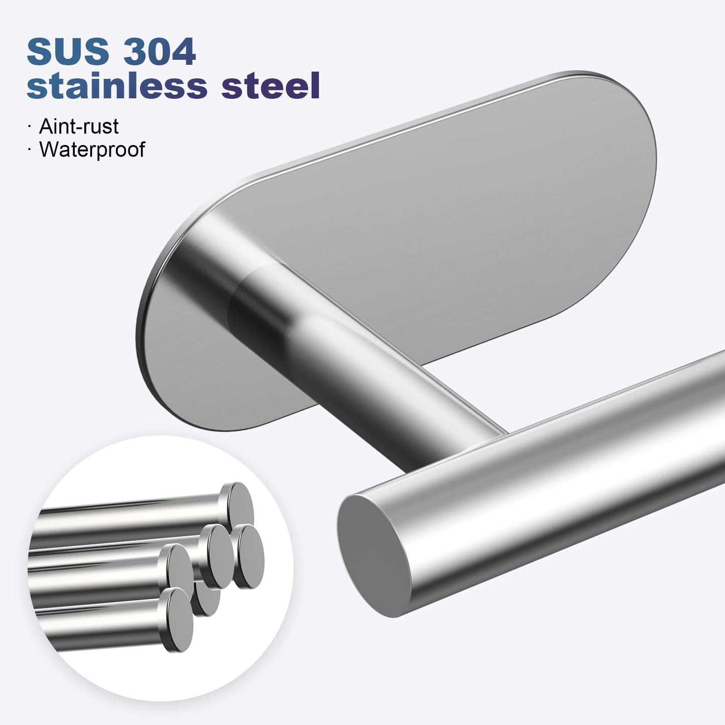 Umi Toilet Roll Holder Self Adhesive, SUS 304 Stainless Steel Wall Mounted Toilet Paper Holder for Bathroom, Washroom, Toilet, Kitchen, Waterproof Rust Resistant - No Drilling Silver