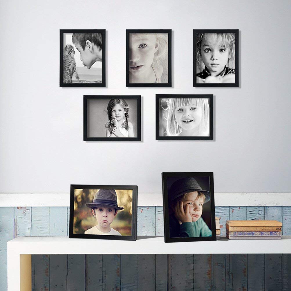 Giftgarden 10x8 Photo Frames Picture Frame Set for Wall or Tabletop, Black, Pack of 7 8x10