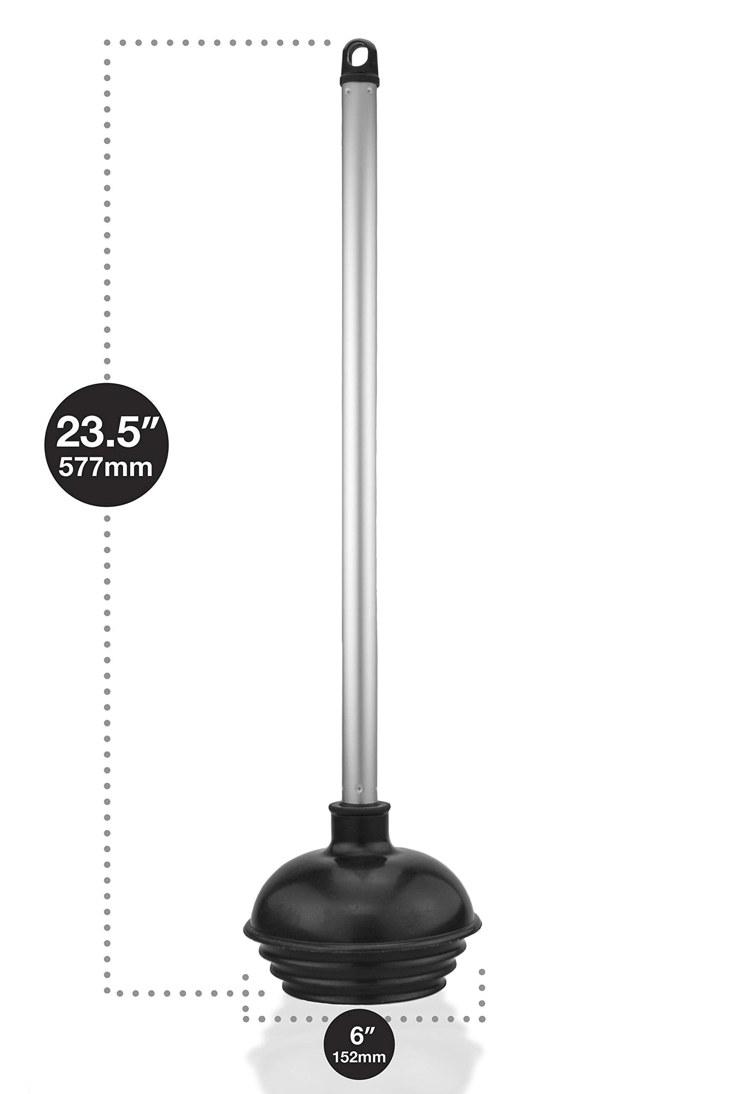 Neiko 60166A Toilet Plunger with Patented All-Angle Design | Heavy Duty | Aluminum Handle, Black, Pack of 1