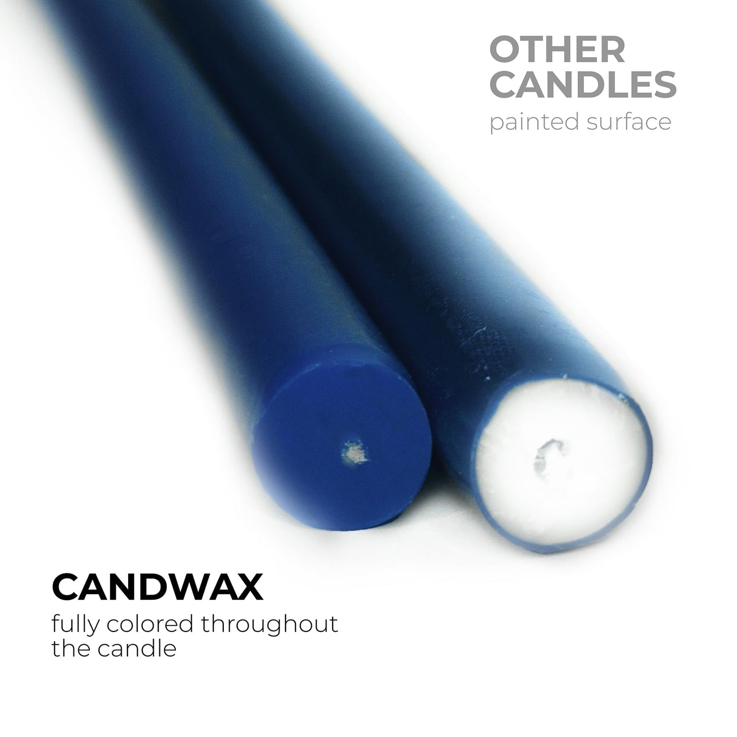 CANDWAX 25 cm Taper Candle Set of 12 - Dripless Tapered Candles Unscented Candle Sticks - Long Dinner Candles Long Burning - Dark Blue Candles 10 inch