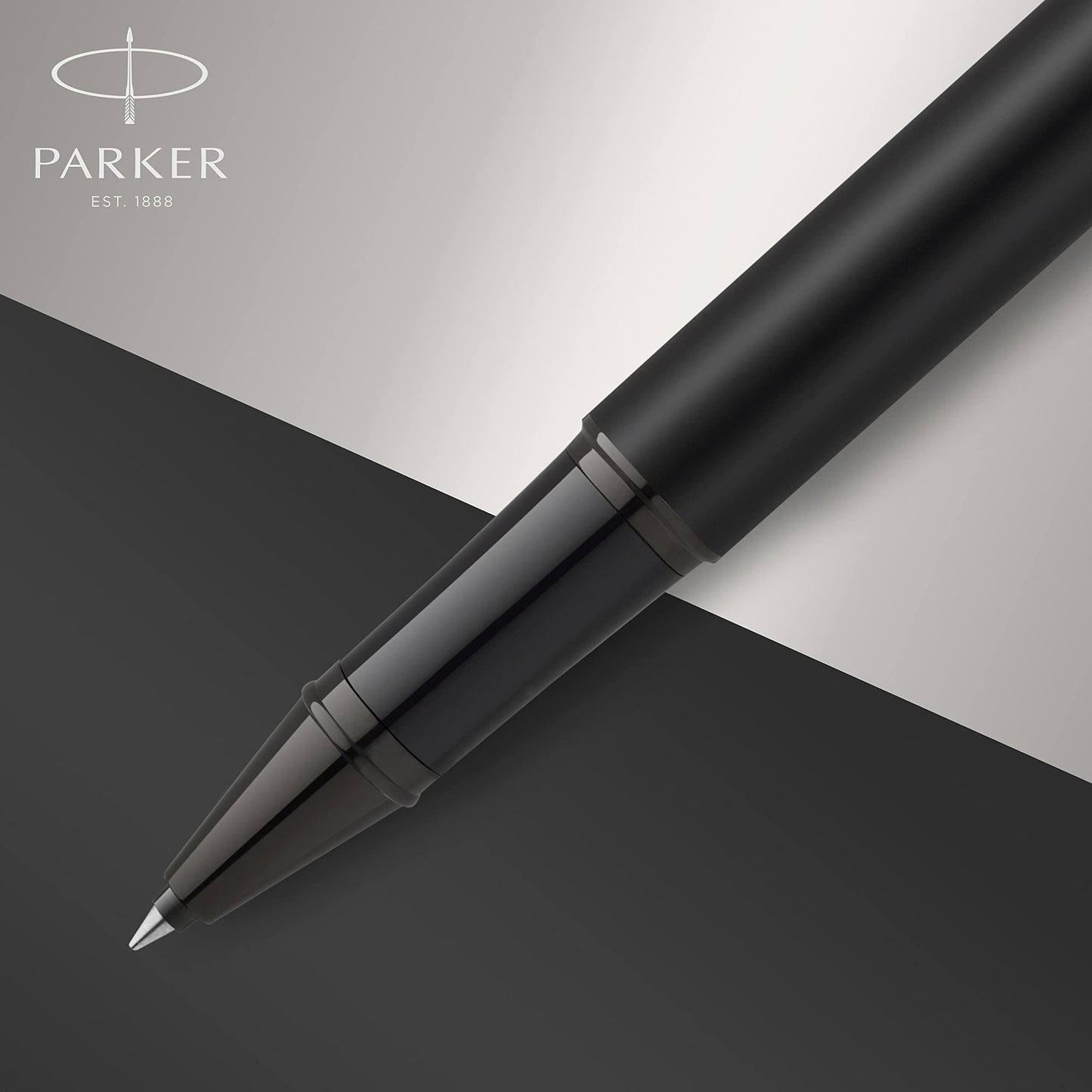 Parker IM Rollerball Pen | Matte Black with Black Trim | Fine Point with Black Ink Refill | Gift Box Matt black with Black PVD